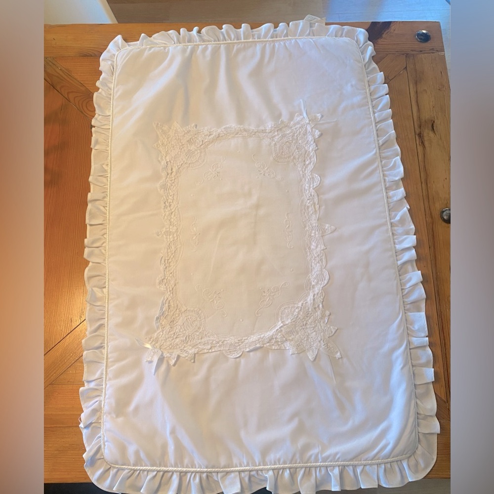 White Ruffled Baby Quilt